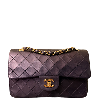 CHANEL BLACK LAMBSKIN SMALL TIMELELSS CLASSIC DOUBLE FLAP SHOULDER BAG