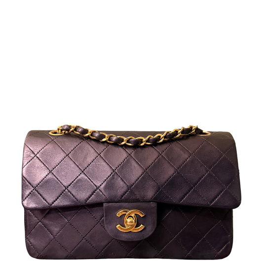 CHANEL BLACK LAMBSKIN SMALL TIMELELSS CLASSIC DOUBLE FLAP SHOULDER BAG