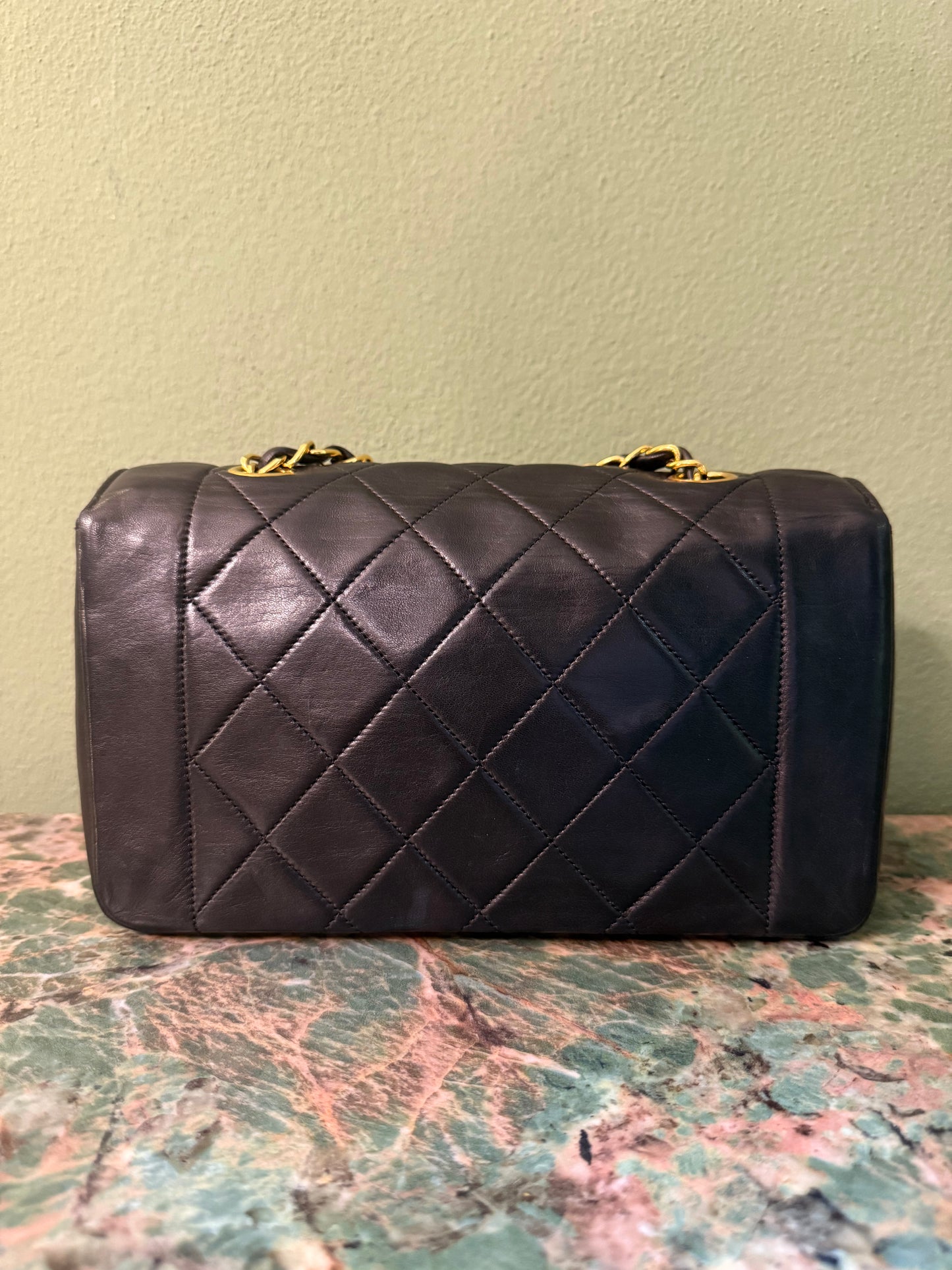 CHANEL BLACK LAMBSKIN SMALL DIANA CROSSBODY BAG