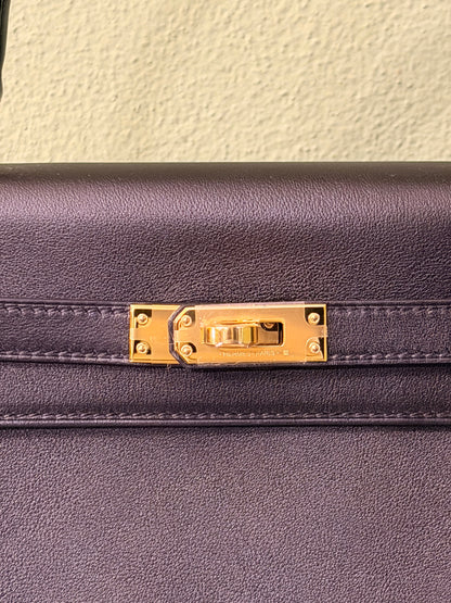 HERMÈS BLACK VAU CHERI KELLY 25 RETOURNE HANDBAG