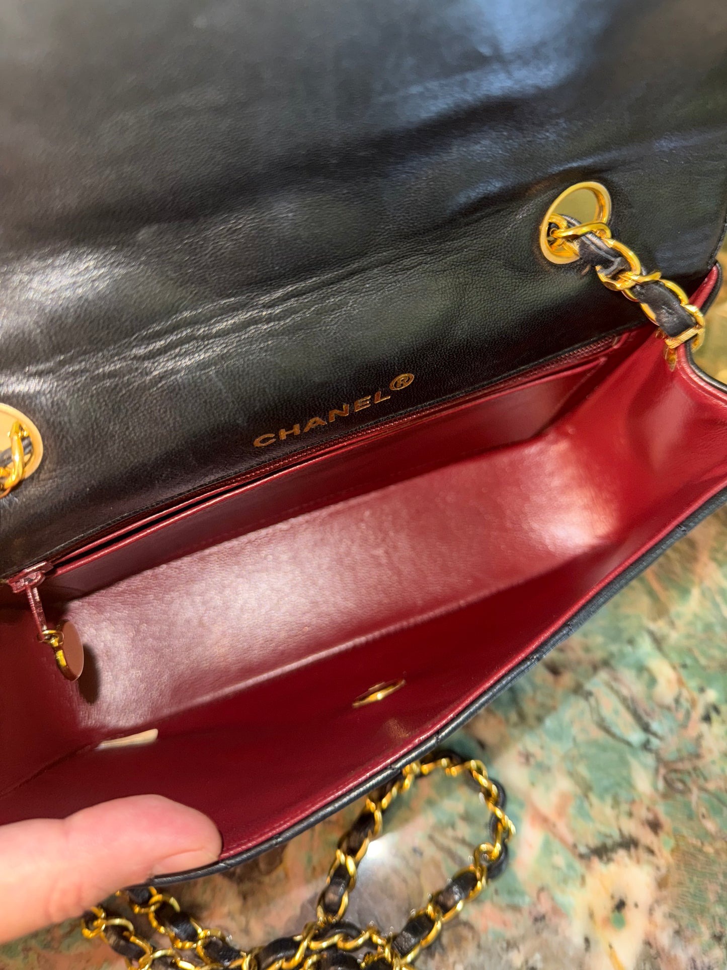 CHANEL BLACK LAMBSKIN SMALL DIANA CROSSBODY BAG