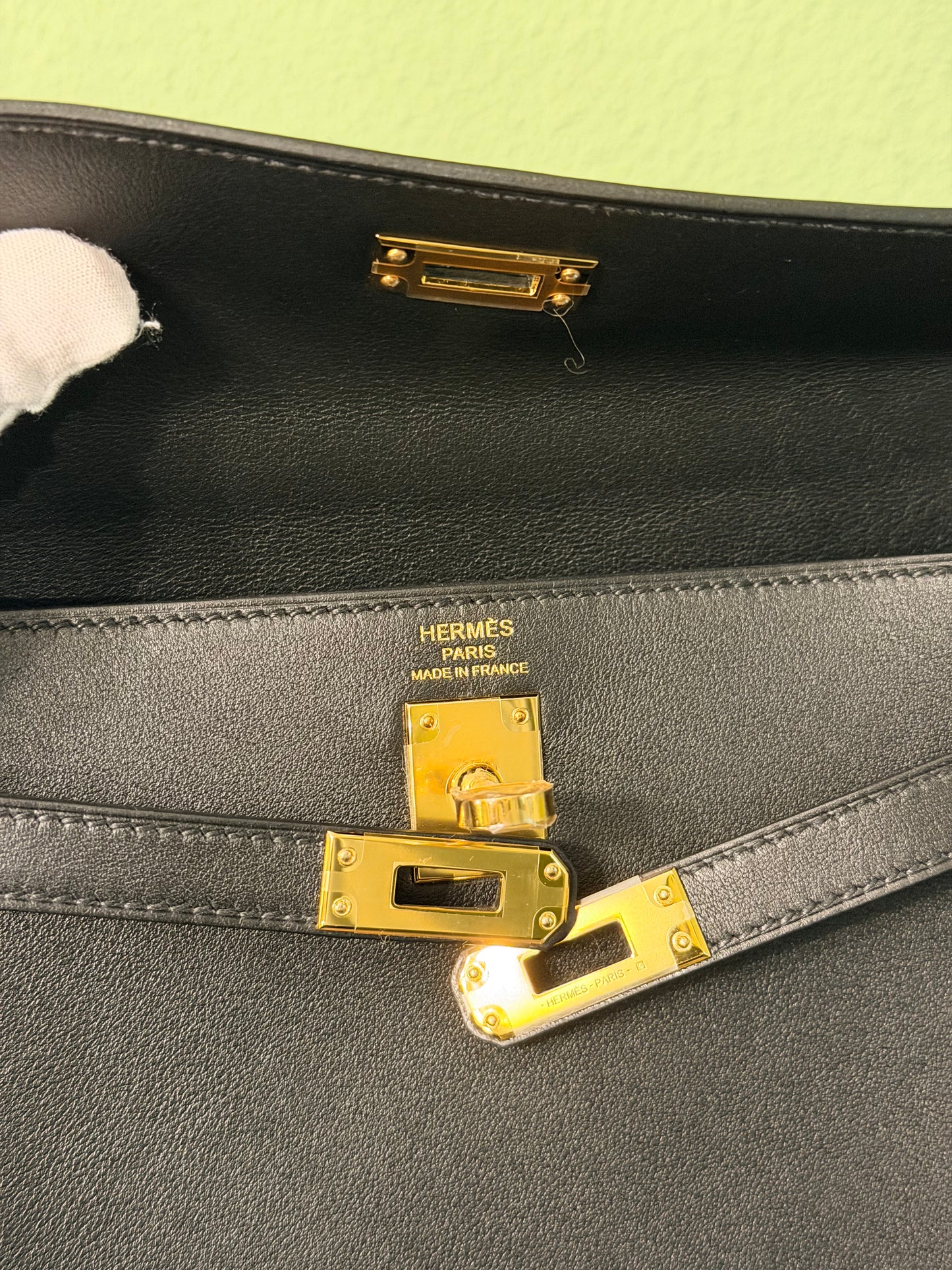 HERMÈS BLACK VAU CHERI KELLY 25 RETOURNE HANDBAG