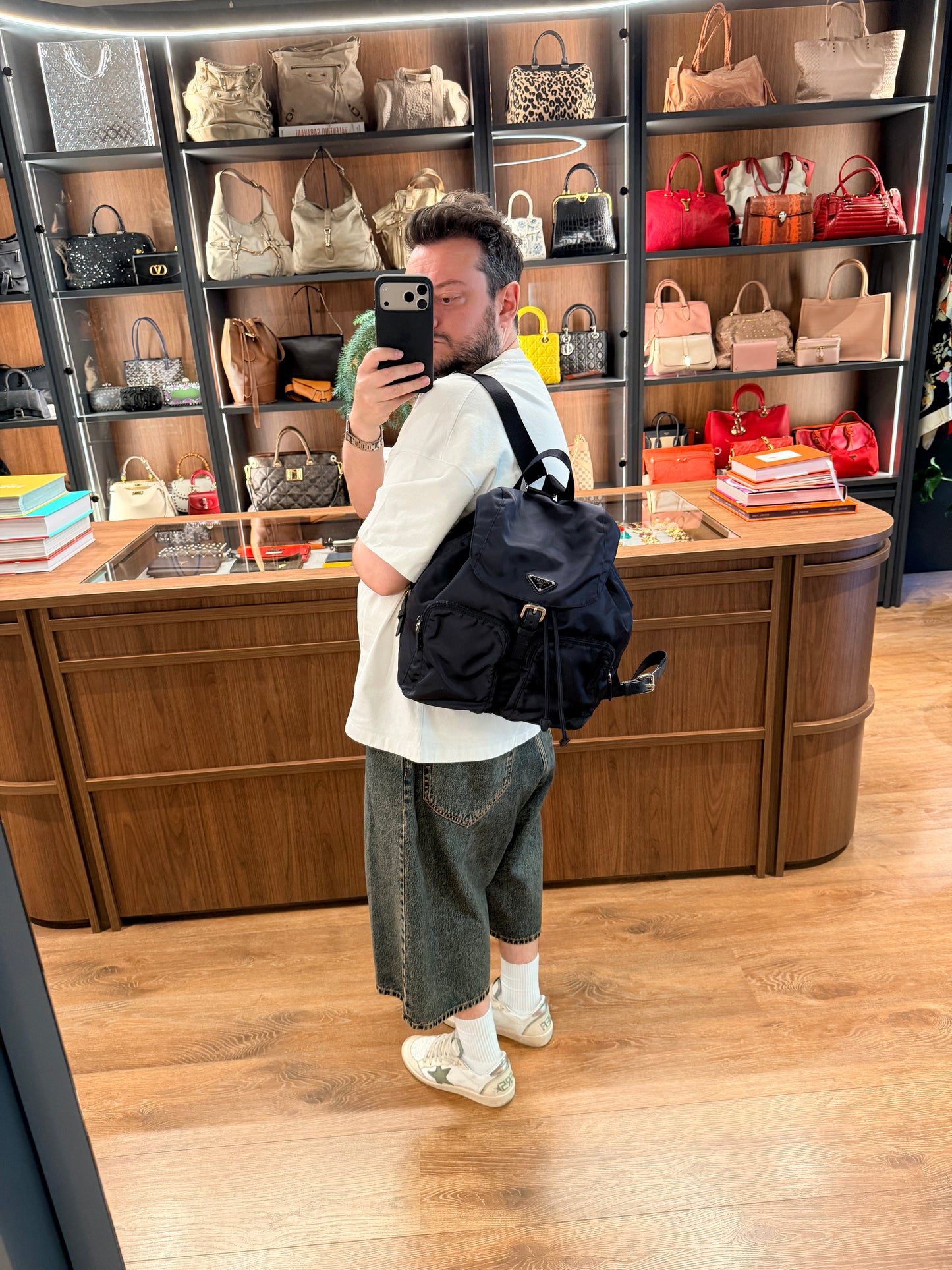 PRADA NAVY BLUE NYLON LARGE BACKPACK