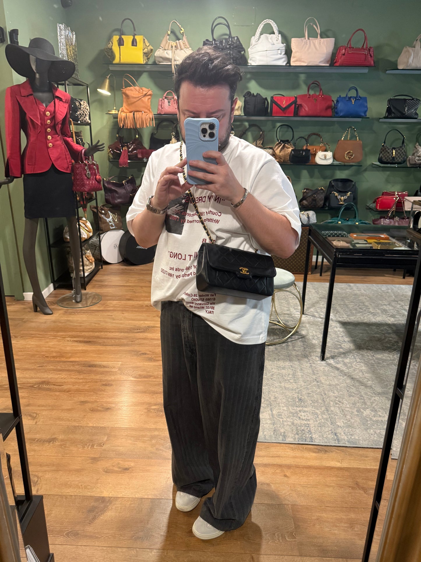 CHANEL BLACK LAMBSKIN SMALL DIANA CROSSBODY BAG