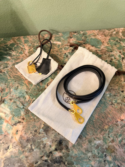 HERMÈS BLACK VAU CHERI KELLY 25 RETOURNE HANDBAG