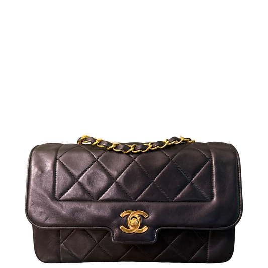 CHANEL BLACK LAMBSKIN SMALL DIANA CROSSBODY BAG