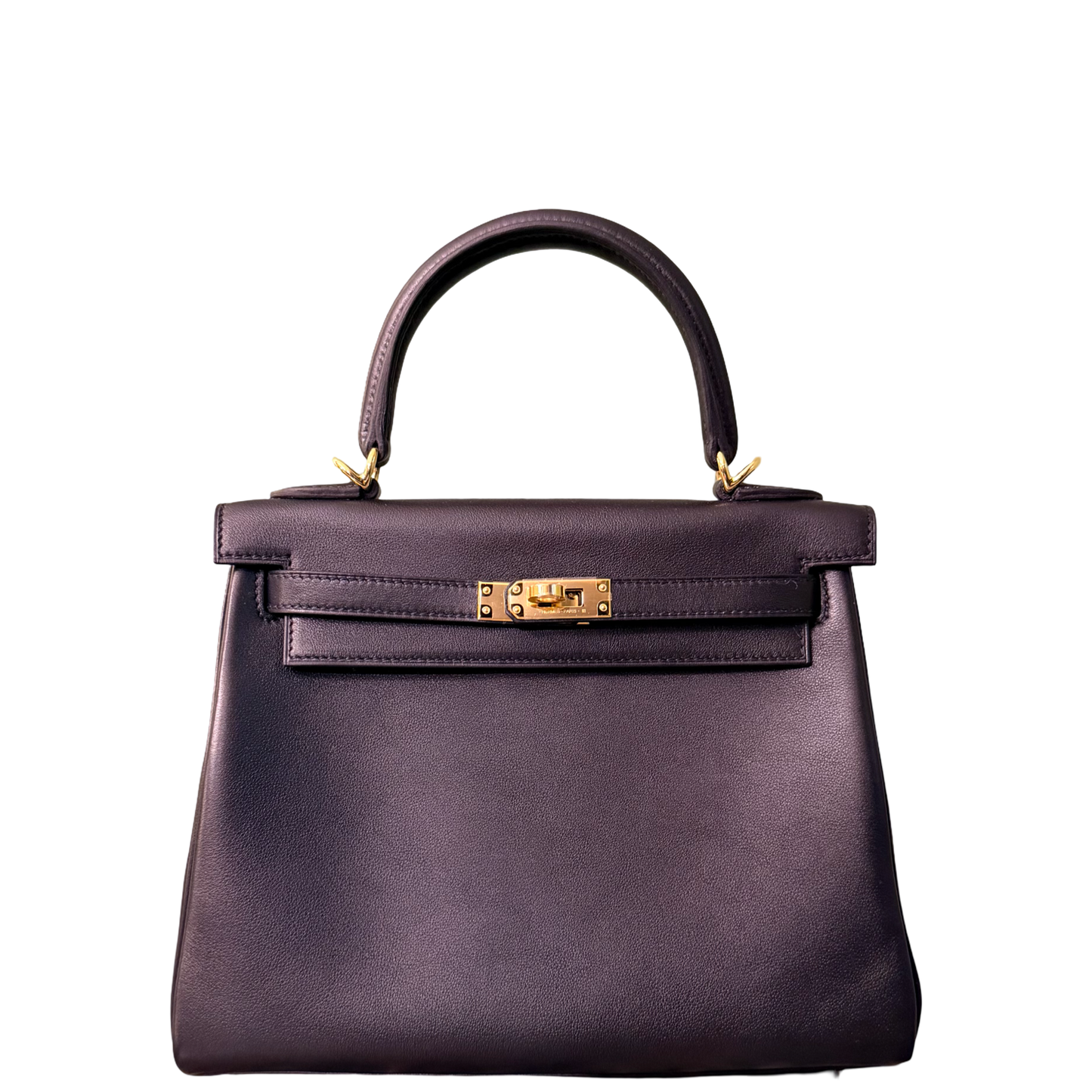 HERMÈS BLACK VAU CHERI KELLY 25 RETOURNE HANDBAG