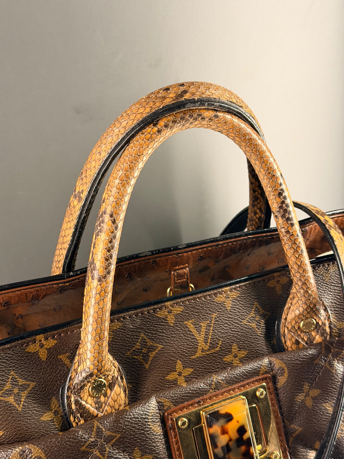 LOUIS VUITTON LIMITED EDITION QUILTED MONOGRAM ETOILE EXOTIC MM HANDBAG