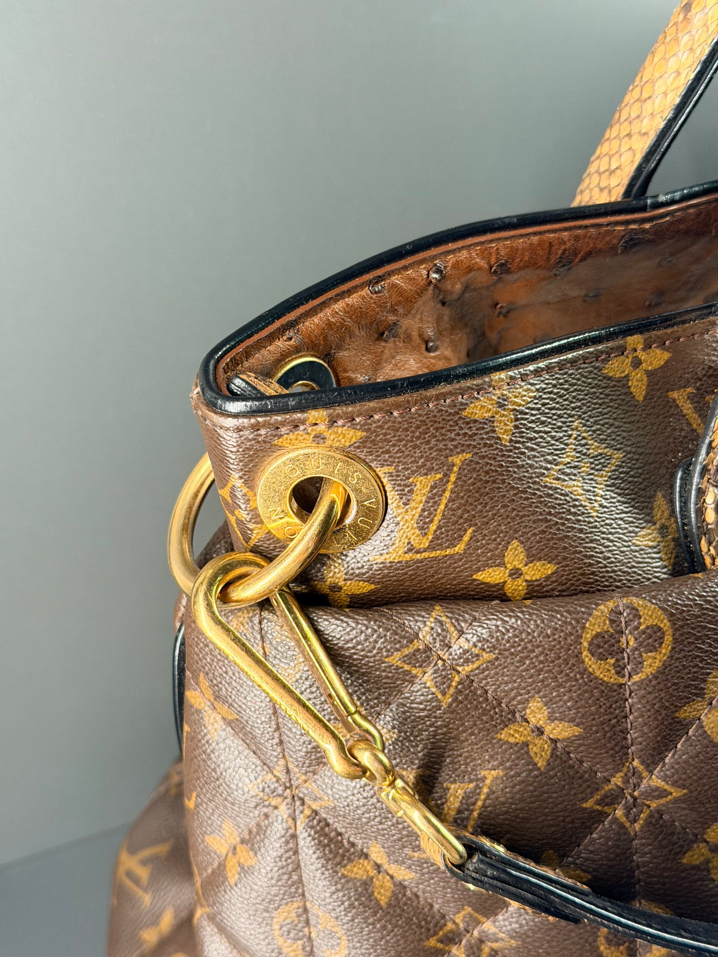 LOUIS VUITTON LIMITED EDITION QUILTED MONOGRAM ETOILE EXOTIC MM HANDBAG
