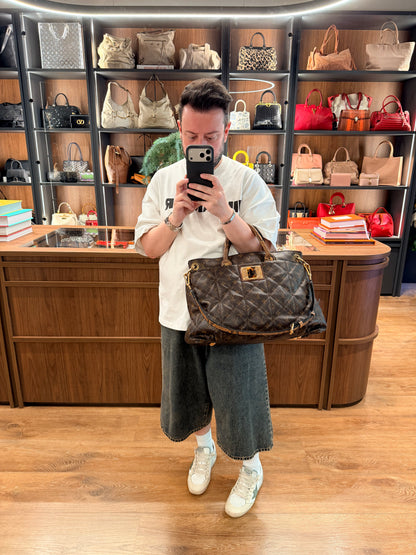 LOUIS VUITTON LIMITED EDITION QUILTED MONOGRAM ETOILE EXOTIC MM HANDBAG