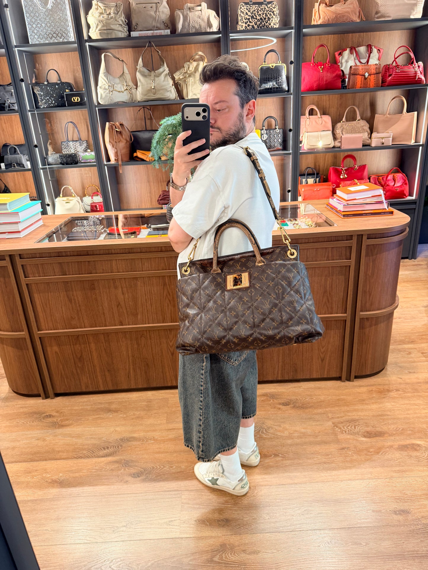 LOUIS VUITTON LIMITED EDITION QUILTED MONOGRAM ETOILE EXOTIC MM HANDBAG