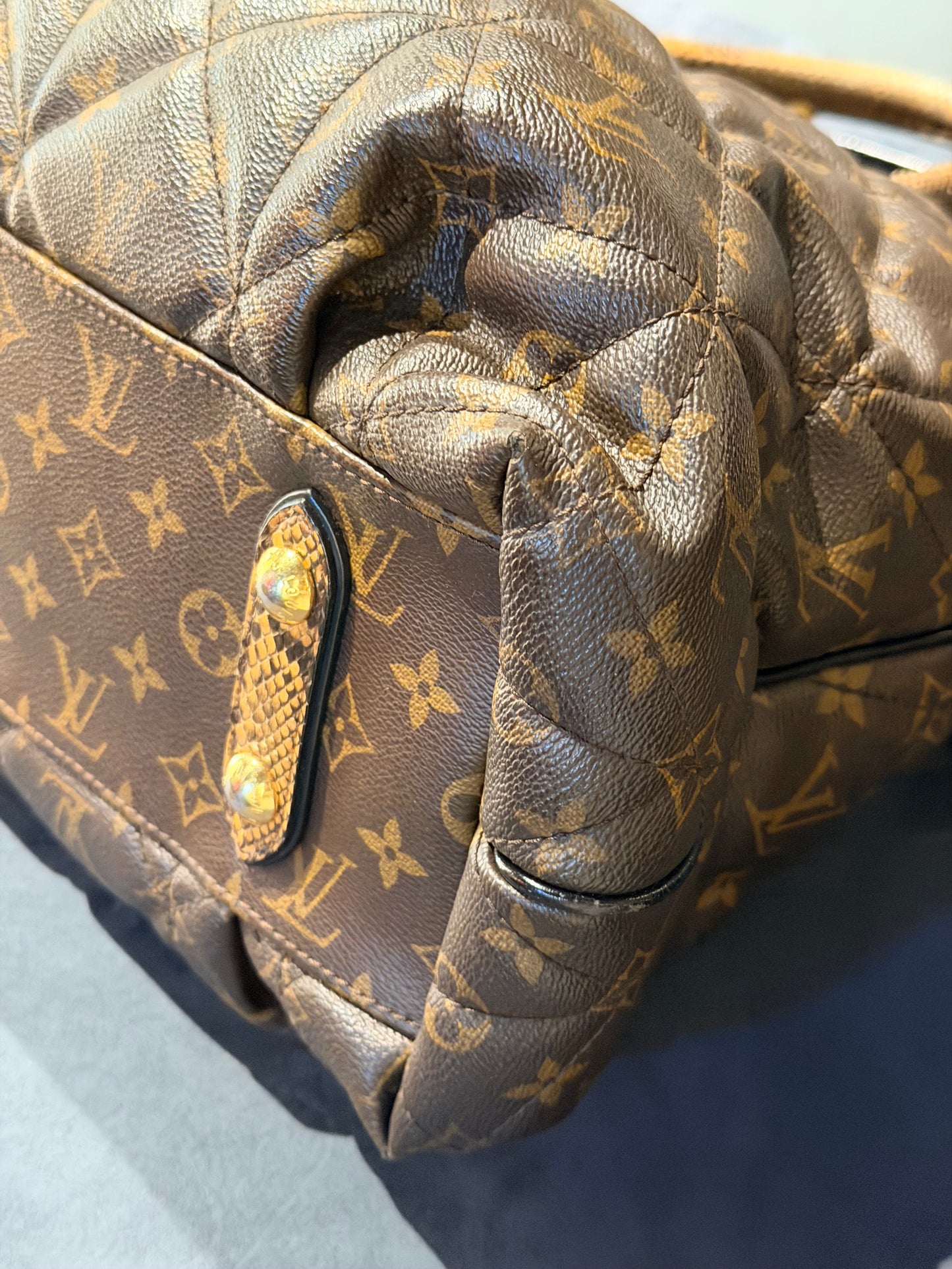 LOUIS VUITTON LIMITED EDITION QUILTED MONOGRAM ETOILE EXOTIC MM HANDBAG