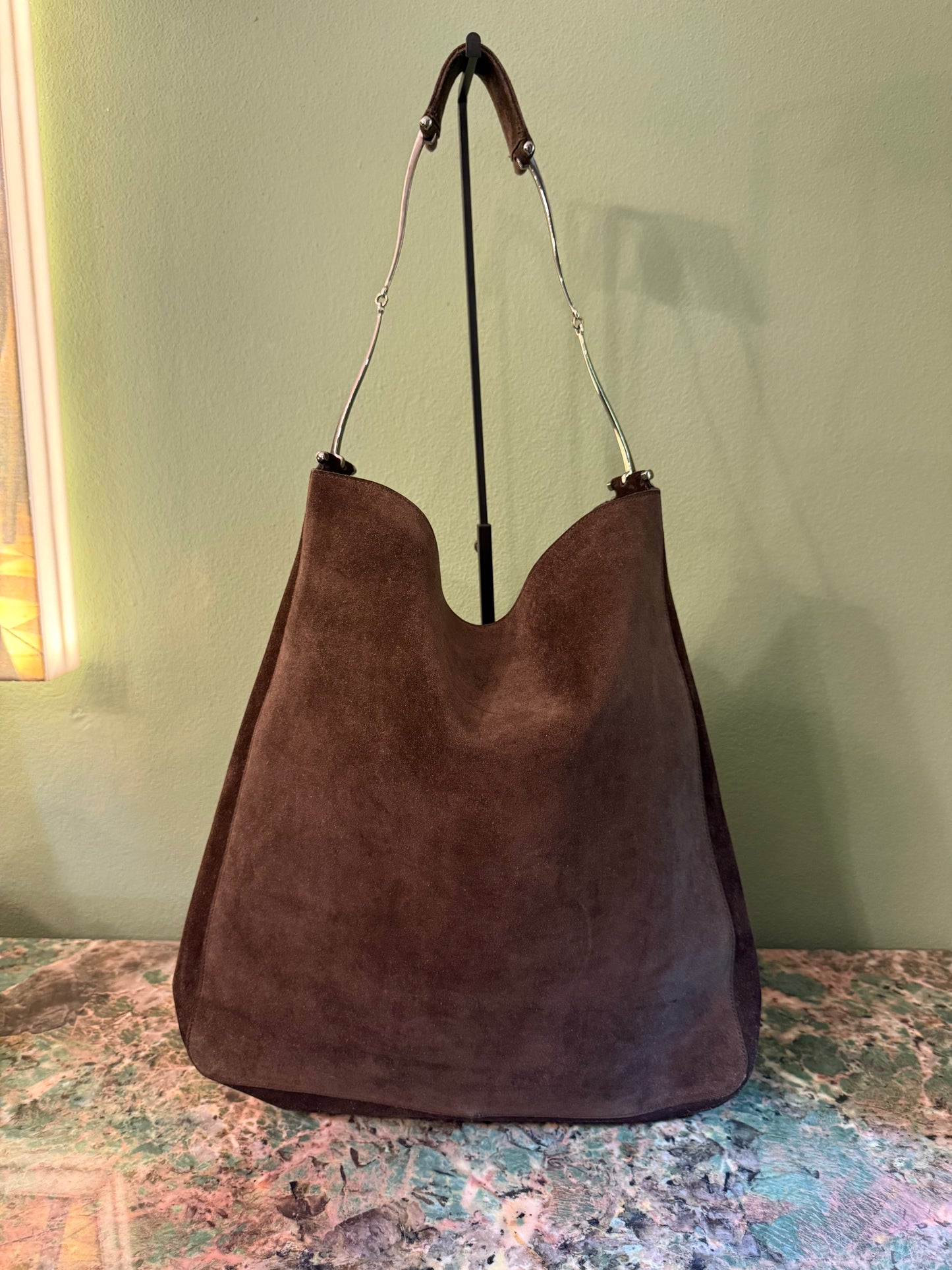 GUCCI BY TOM FORD LARGE BROWN SUEDE HOBO BAG