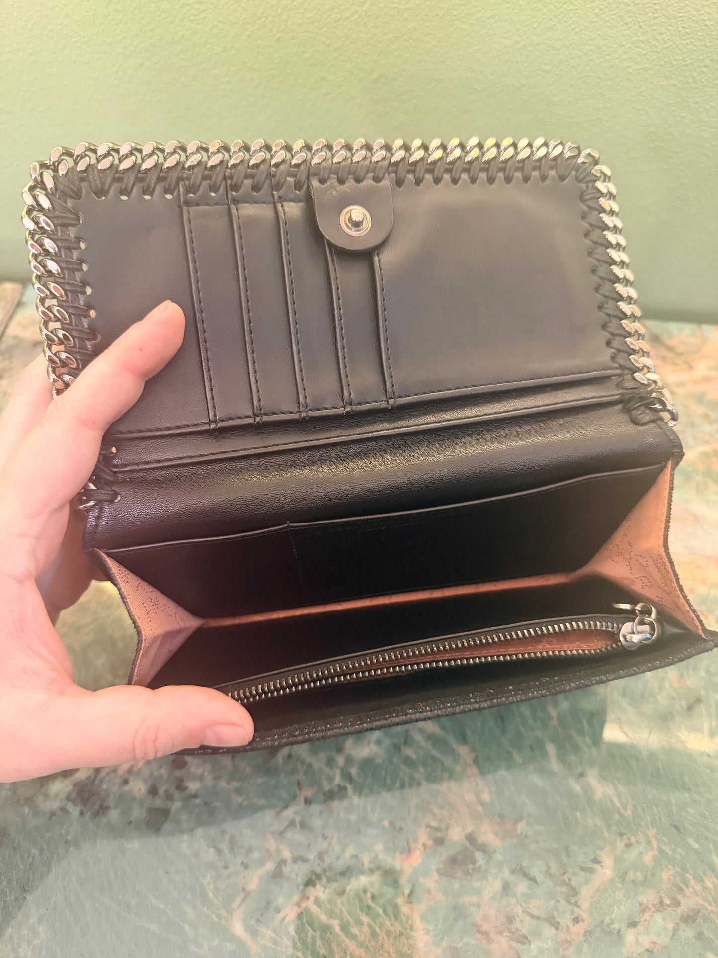 STELLA MCCARTNEY BLACK FALABELLA LONG WALLET