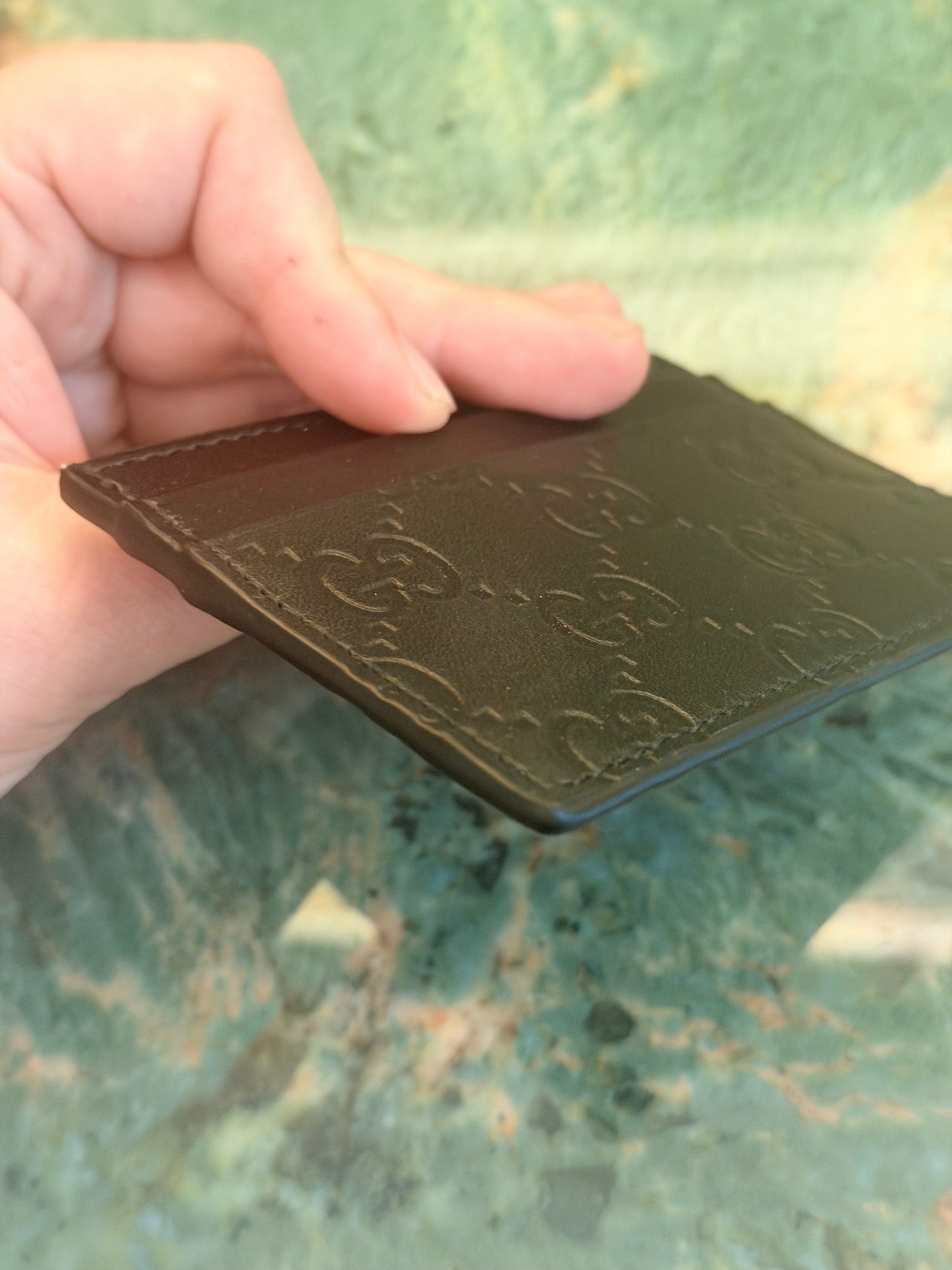 GUCCI BLACK GUCCISSIMA CARD HOLDER