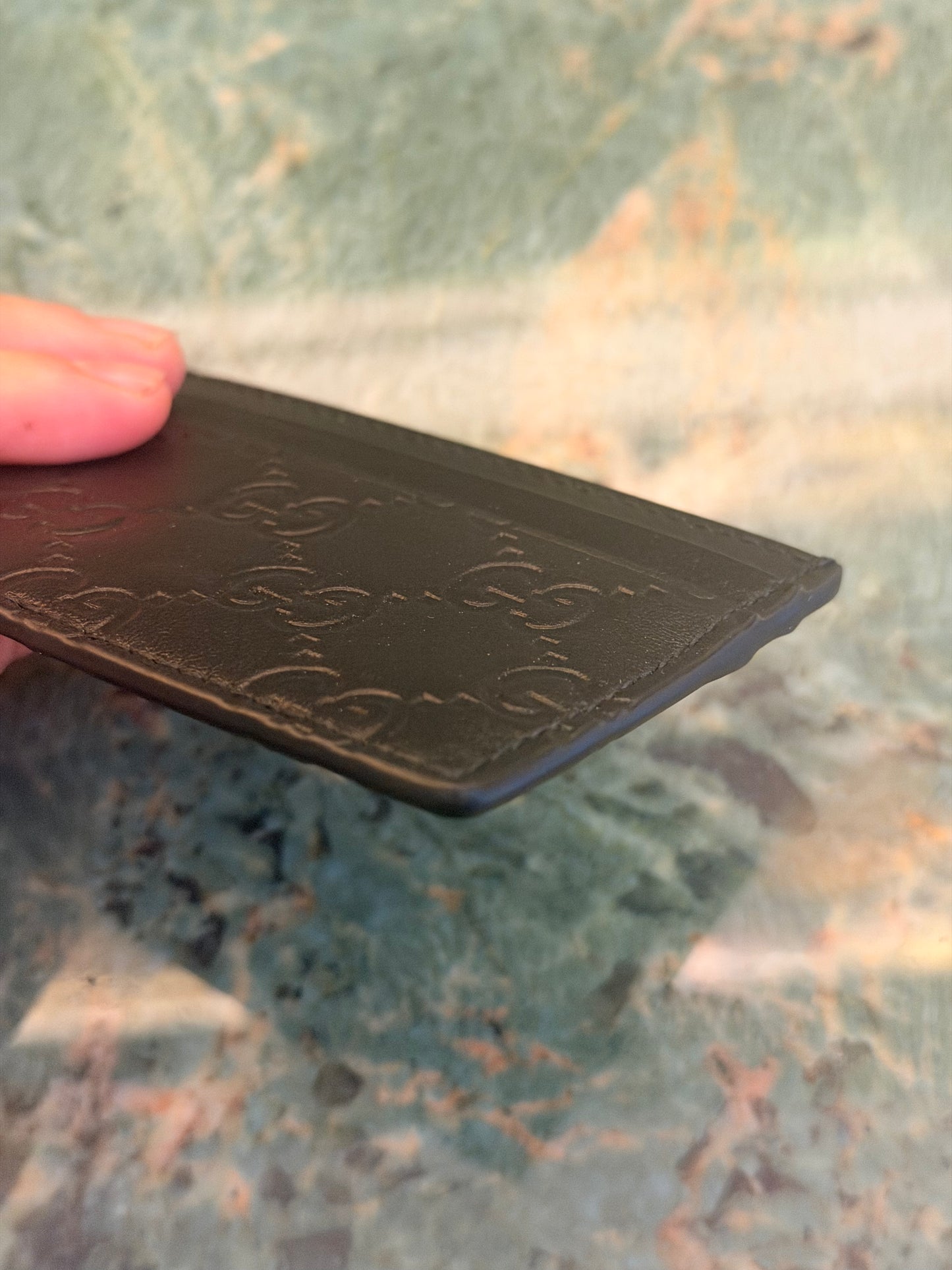 GUCCI BLACK GUCCISSIMA CARD HOLDER