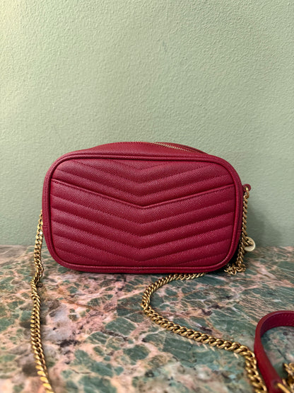 SAINT LAURENT BURGUNDY MINI LOU CAMERA BAG