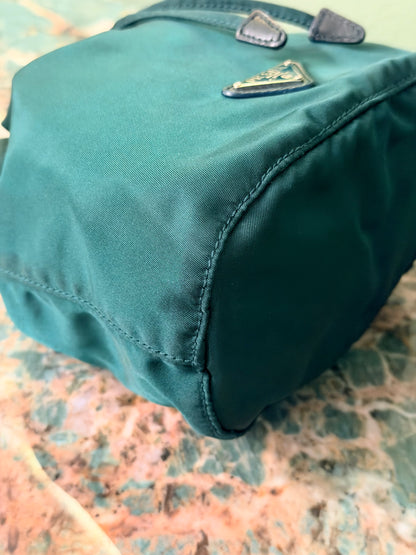 PRADA GREEN NYLON BUCKET BAG