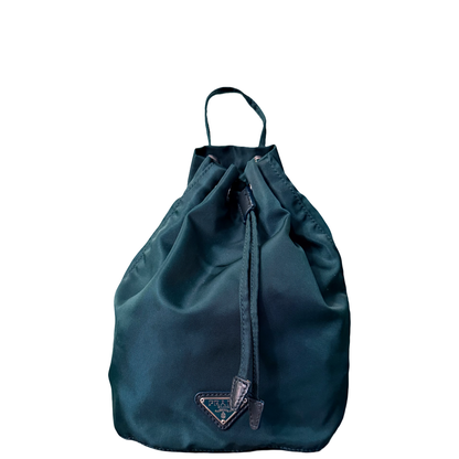 PRADA GREEN NYLON BUCKET BAG