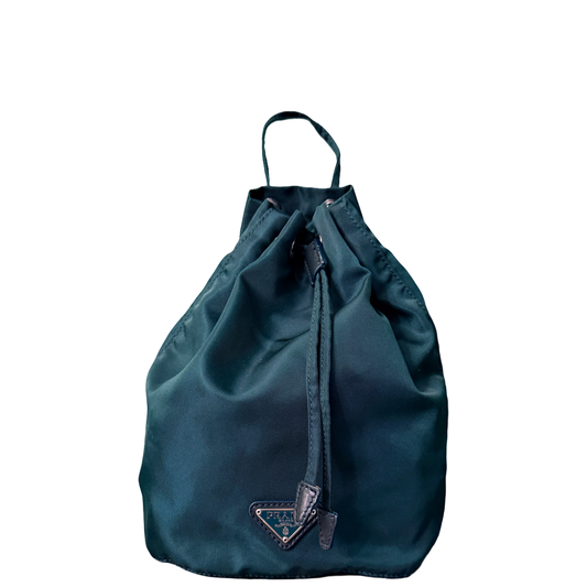PRADA GREEN NYLON BUCKET BAG