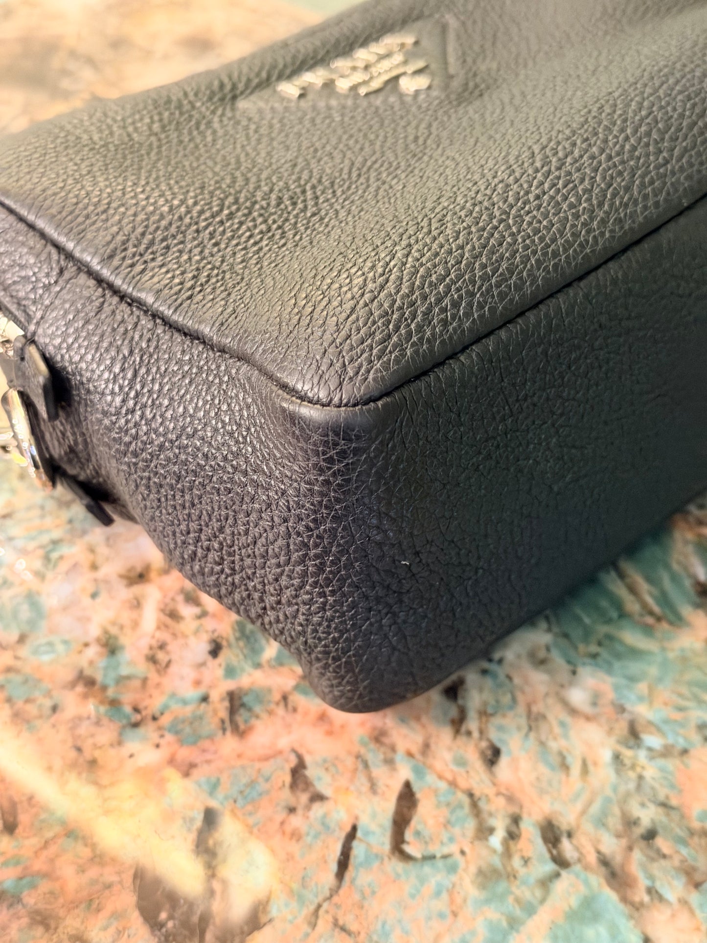 PRADA BLACK CERVO CAMERA BAG
