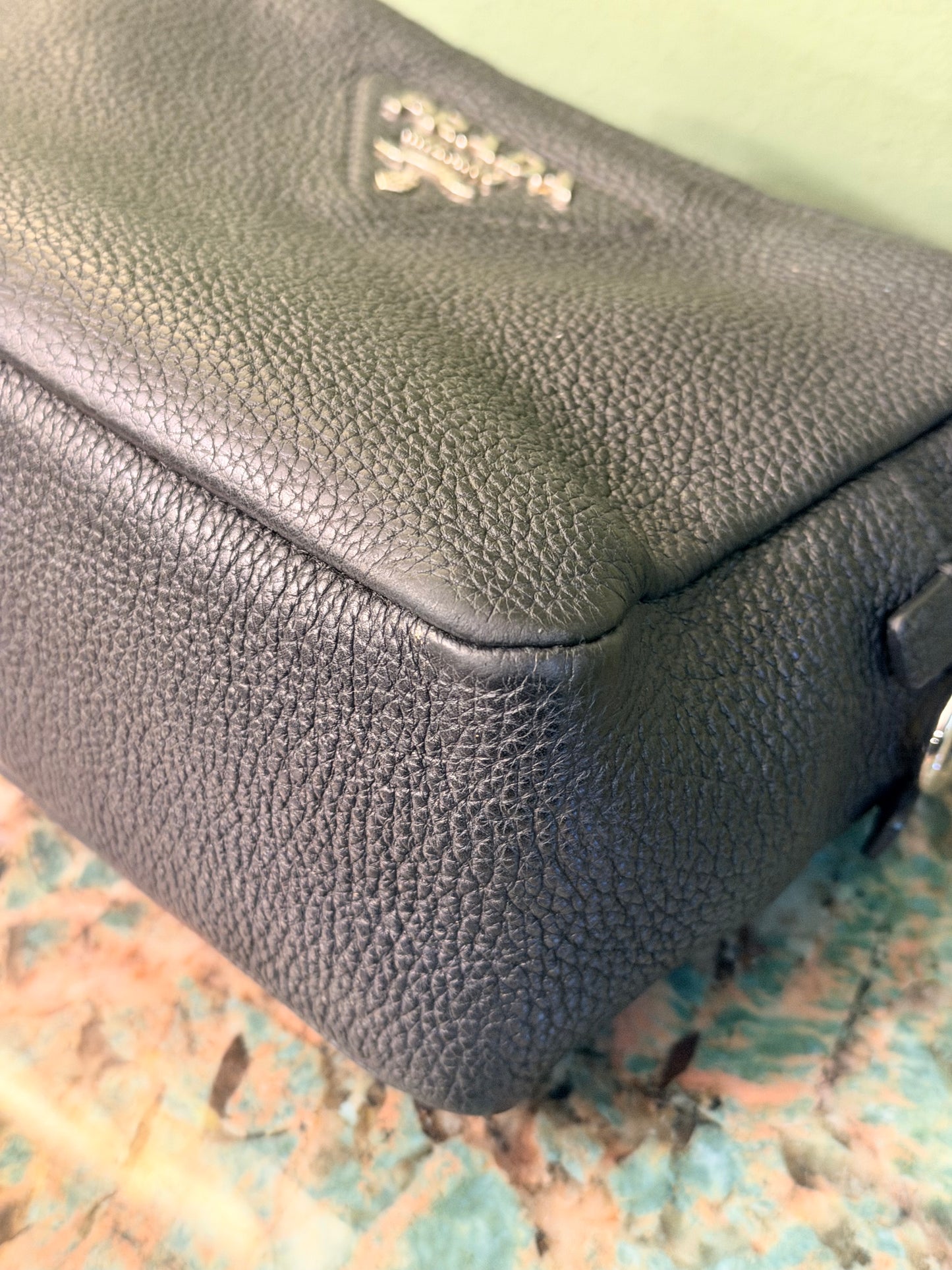 PRADA BLACK CERVO CAMERA BAG