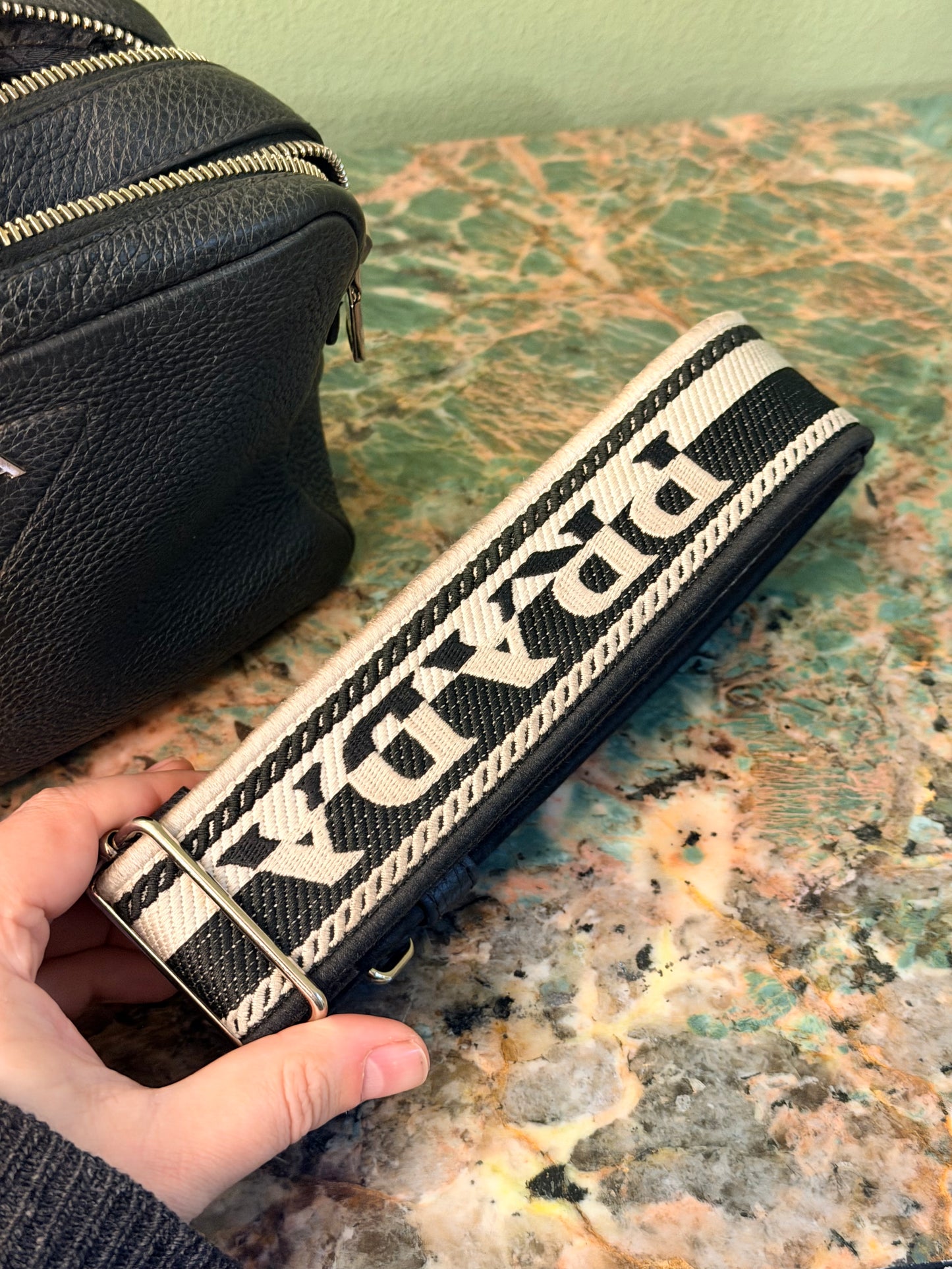 PRADA BLACK CERVO CAMERA BAG