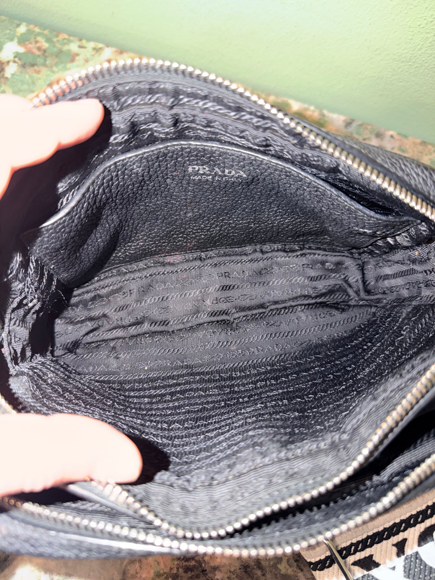 PRADA BLACK CERVO CAMERA BAG