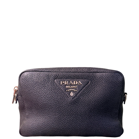 PRADA BLACK CERVO CAMERA BAG