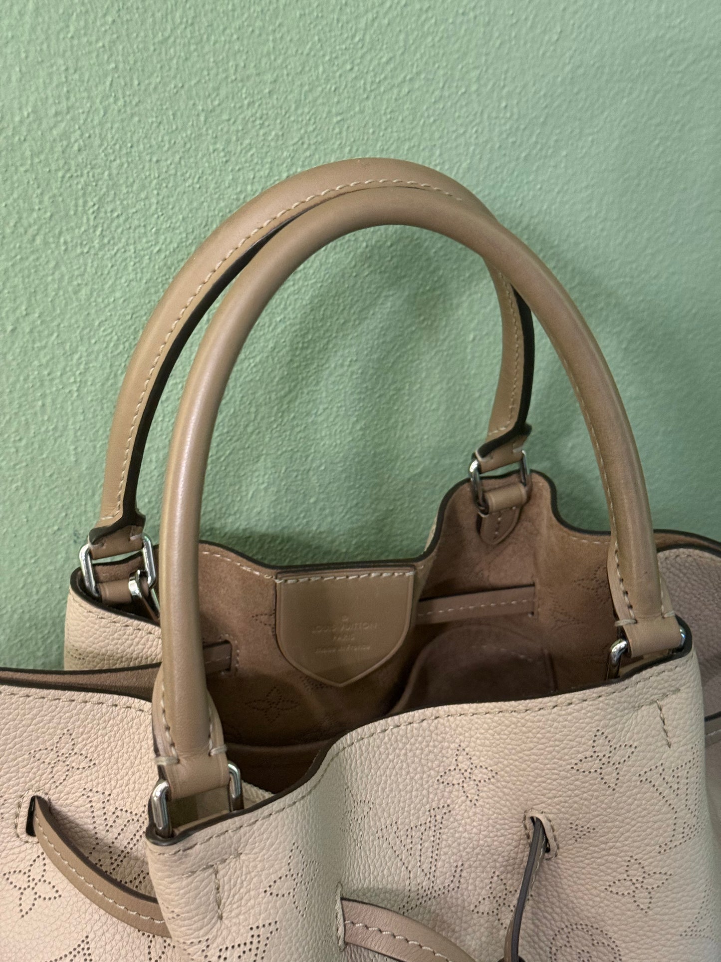 LOUIS VUITTON MAHINA GIROLATA BUCKET HANDBAG