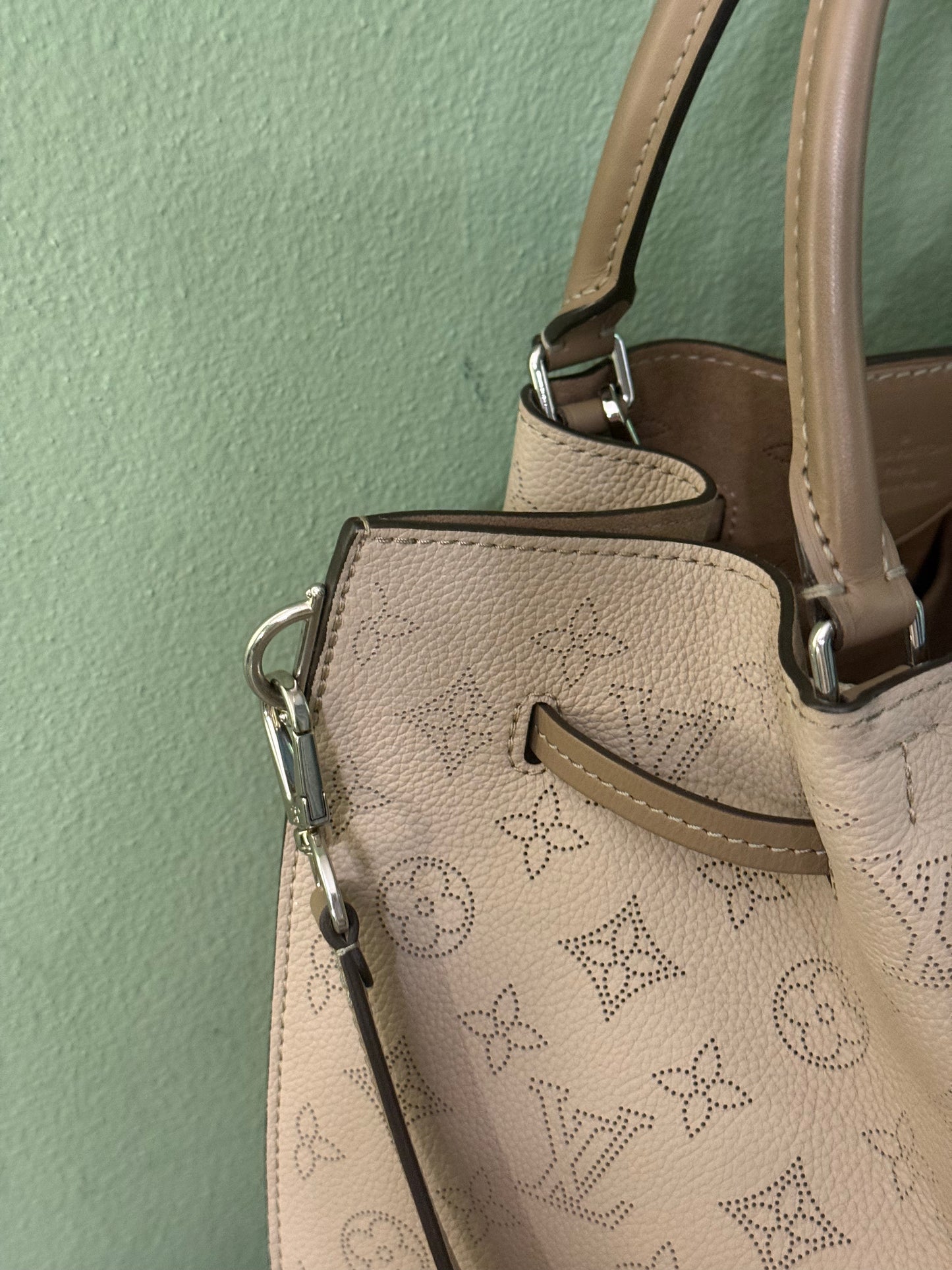 LOUIS VUITTON MAHINA GIROLATA BUCKET HANDBAG