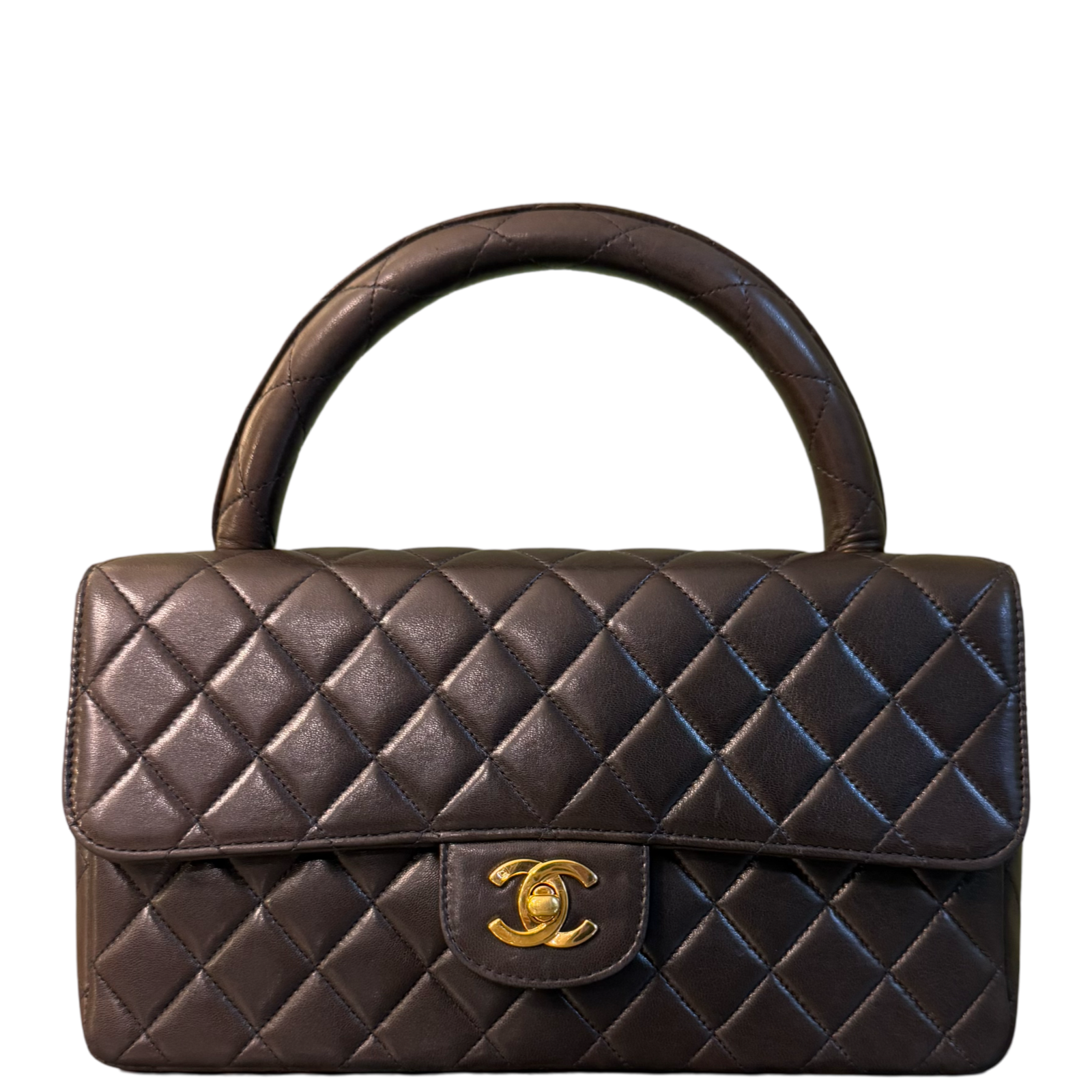 CHANEL DARK BROWN KELLY PARENT SINGLE FLAP TOP HANDLE BAG