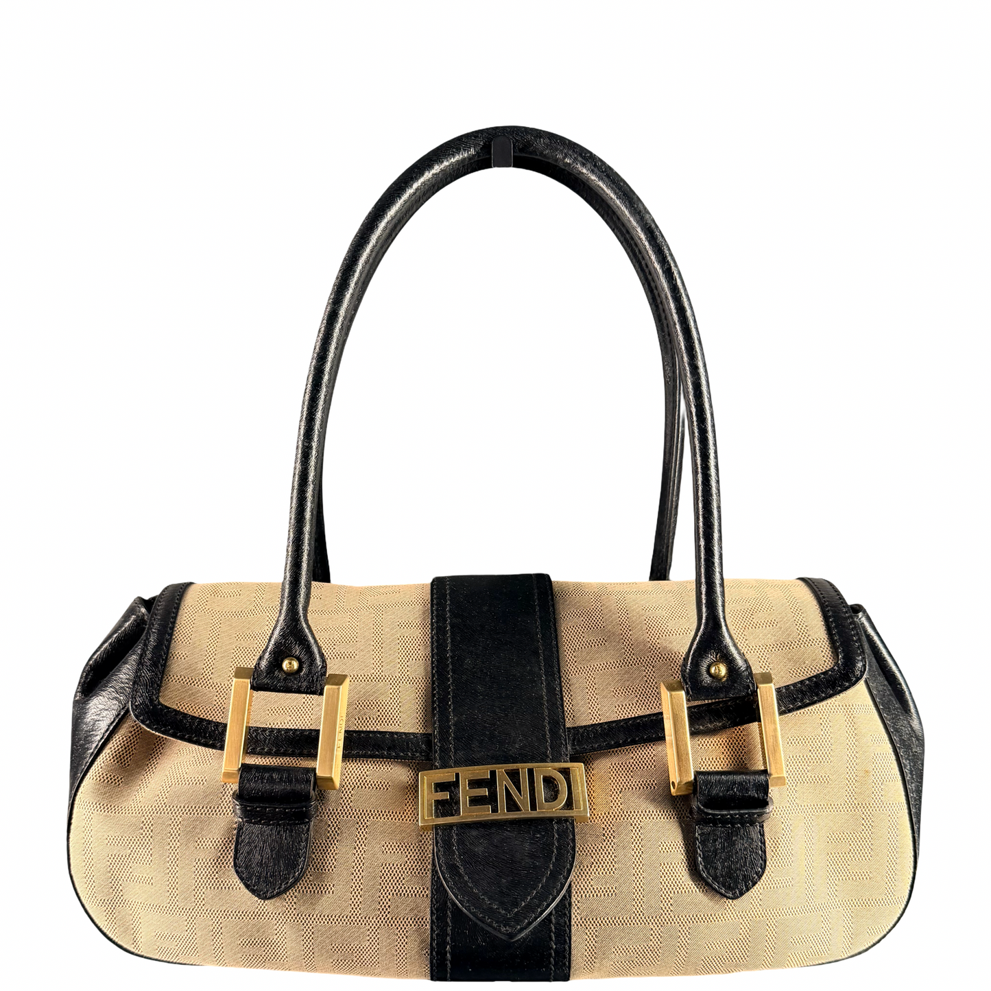 FENDI ZUCCA SHADOW CANVAS EAST WEST SHOULDER BAG