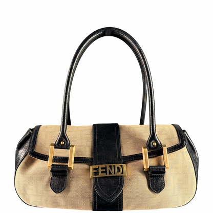 FENDI ZUCCA SHADOW CANVAS EAST WEST SHOULDER BAG
