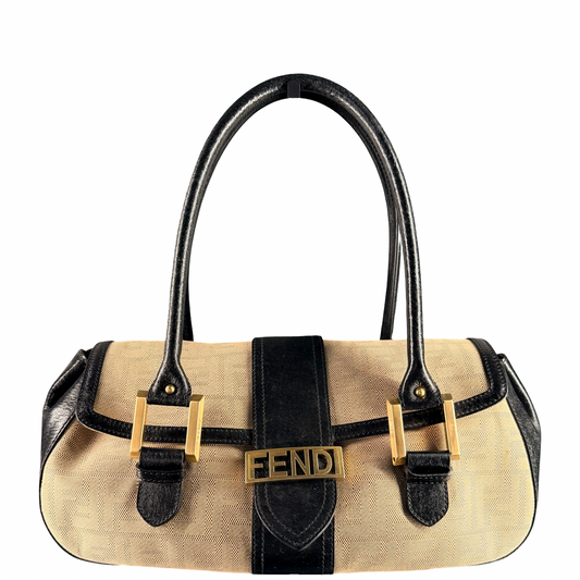 FENDI ZUCCA SHADOW CANVAS EAST WEST SHOULDER BAG
