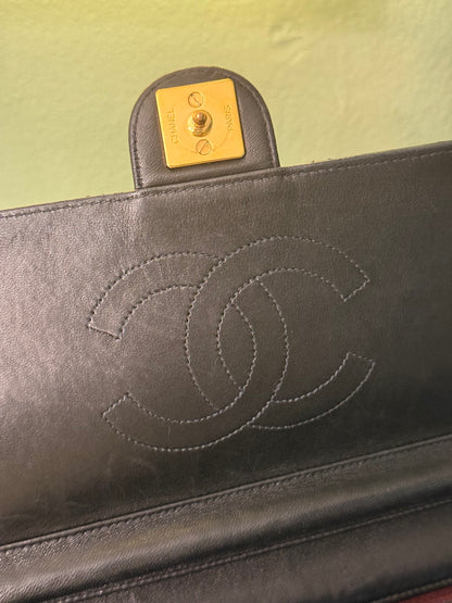 CHANEL BLACK LAMBSKIN SINGLE FLAP SHOULDER BAG