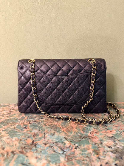 CHANEL BLACK CAVIAR MEDIUM TIMELESS CLASSIC DOUBLE FLAP SHOULDER BAG