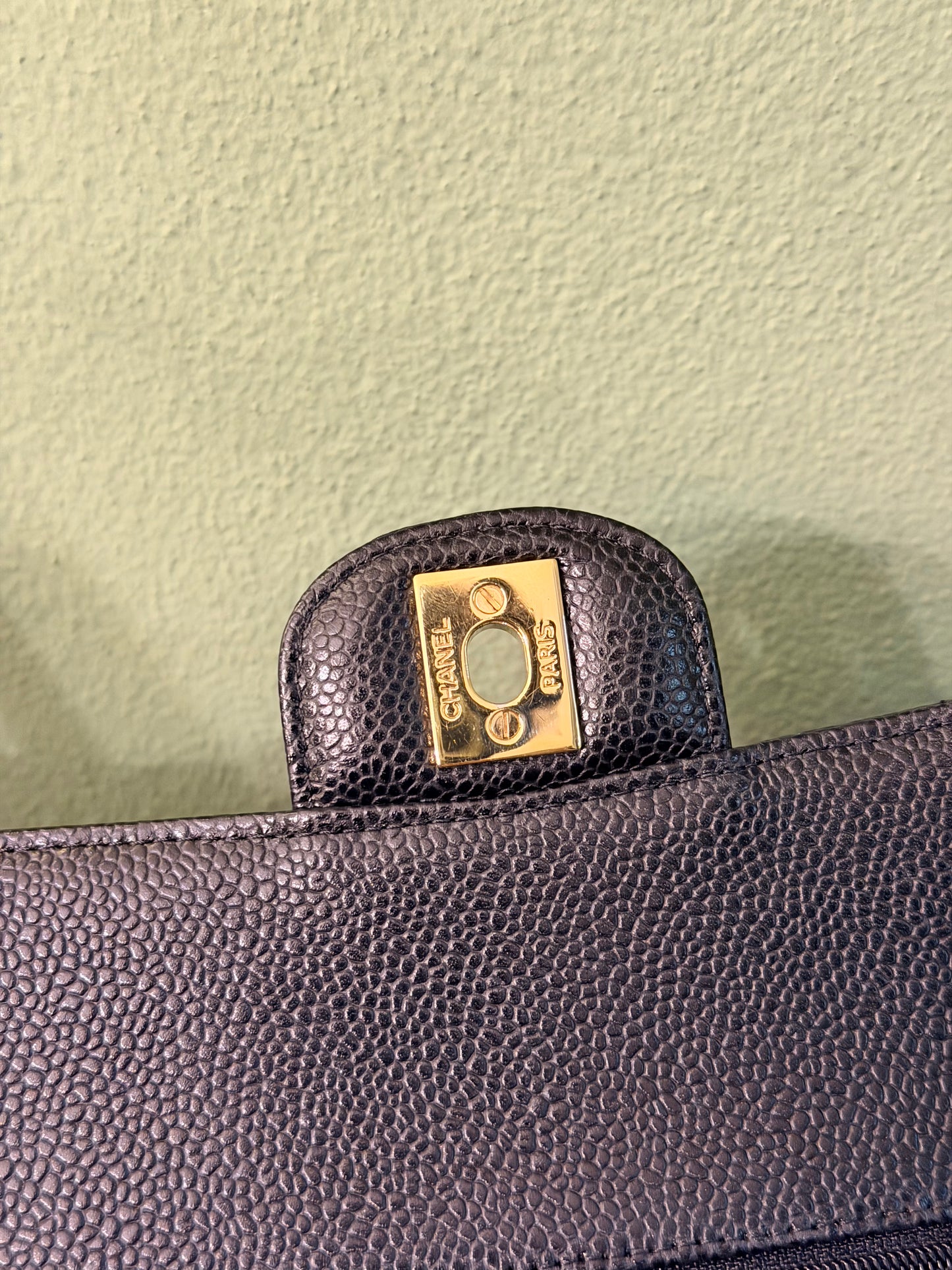 CHANEL BLACK CAVIAR MEDIUM TIMELESS CLASSIC DOUBLE FLAP SHOULDER BAG