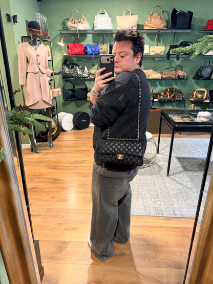 CHANEL BLACK CAVIAR MEDIUM TIMELESS CLASSIC DOUBLE FLAP SHOULDER BAG