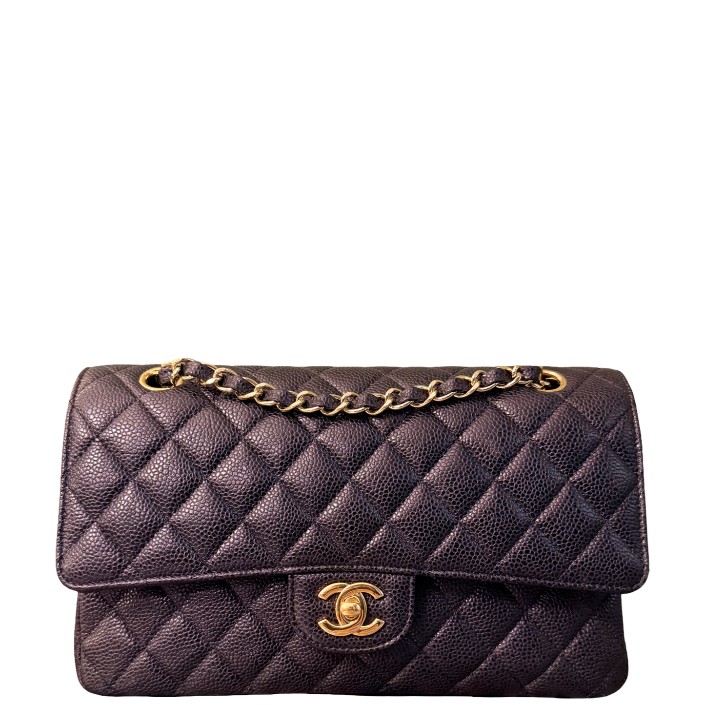 CHANEL BLACK CAVIAR MEDIUM TIMELESS CLASSIC DOUBLE FLAP SHOULDER BAG