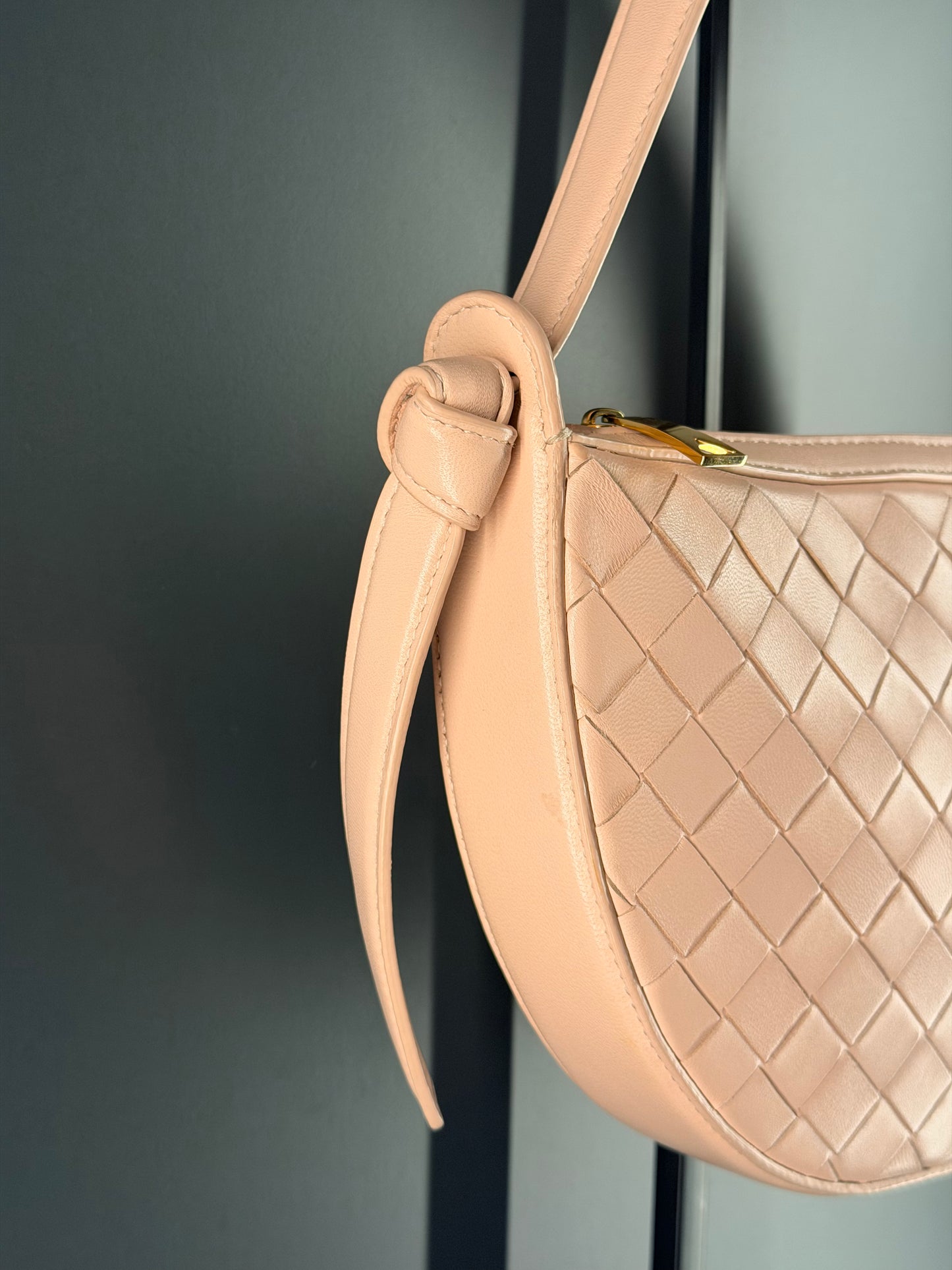 BOTTEGA VENETA POWDER PINK MINI SUNRISE SHOULDER BAG