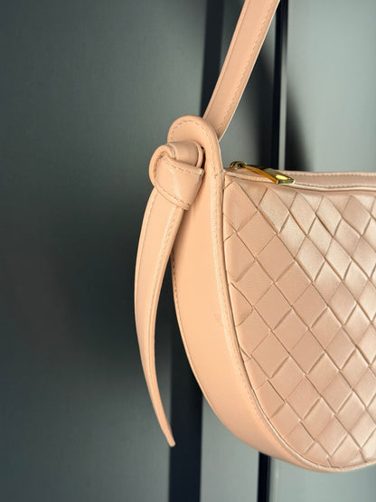 BOTTEGA VENETA POWDER PINK MINI SUNRISE SHOULDER BAG