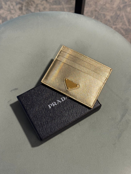 PRADA GOLD SAFFIANO CARD HOLDER