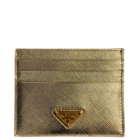 PRADA GOLD SAFFIANO CARD HOLDER
