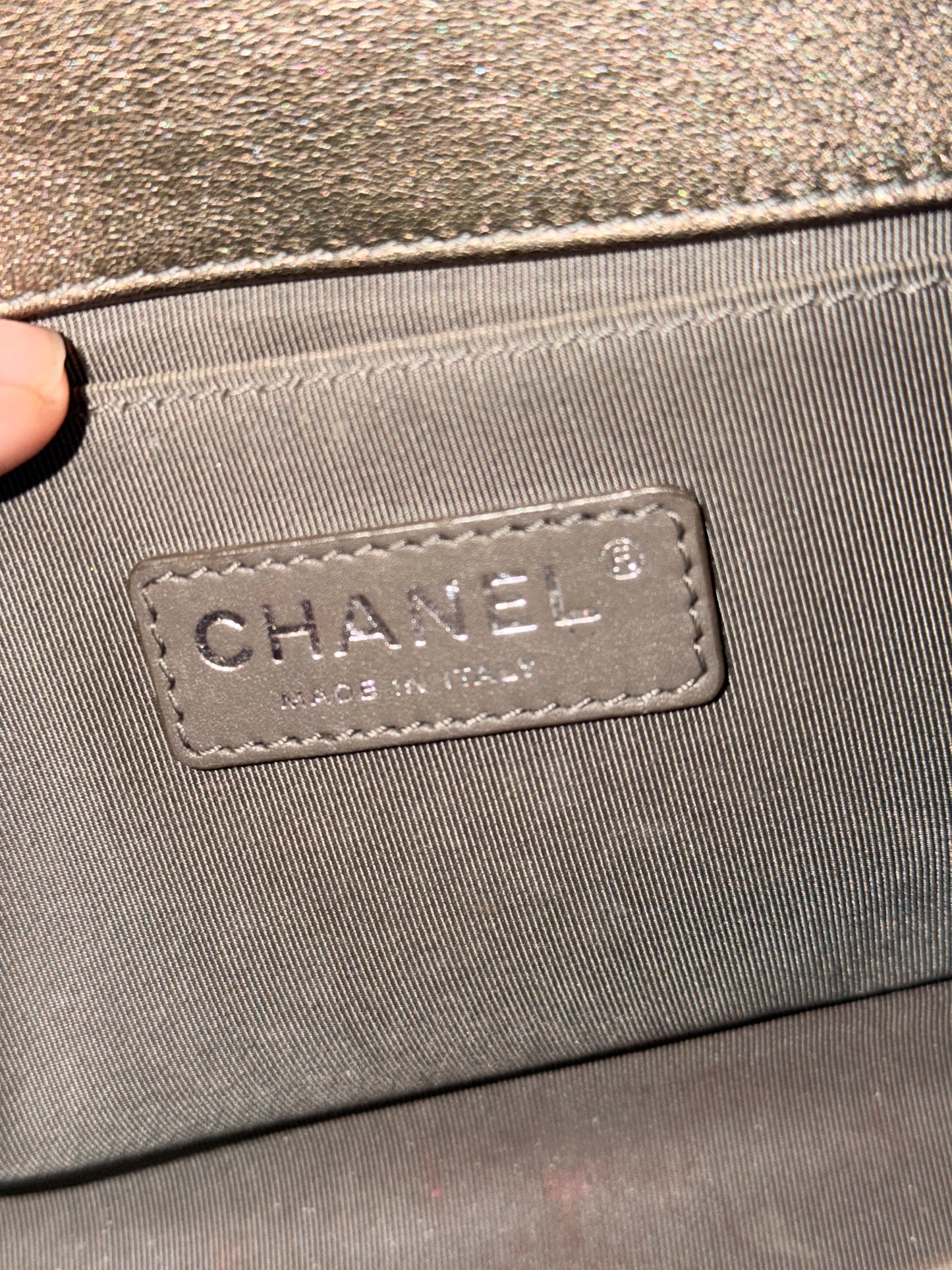 CHANEL CHAMPAGNE PERFORATED MEDIUM BOY CROSSBODY BAG