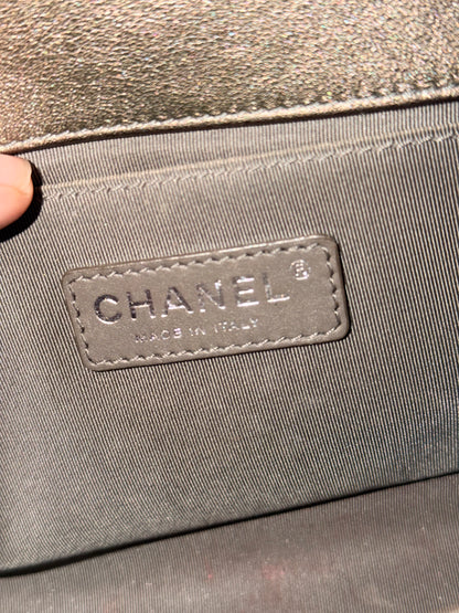 CHANEL CHAMPAGNE PERFORATED MEDIUM BOY CROSSBODY BAG