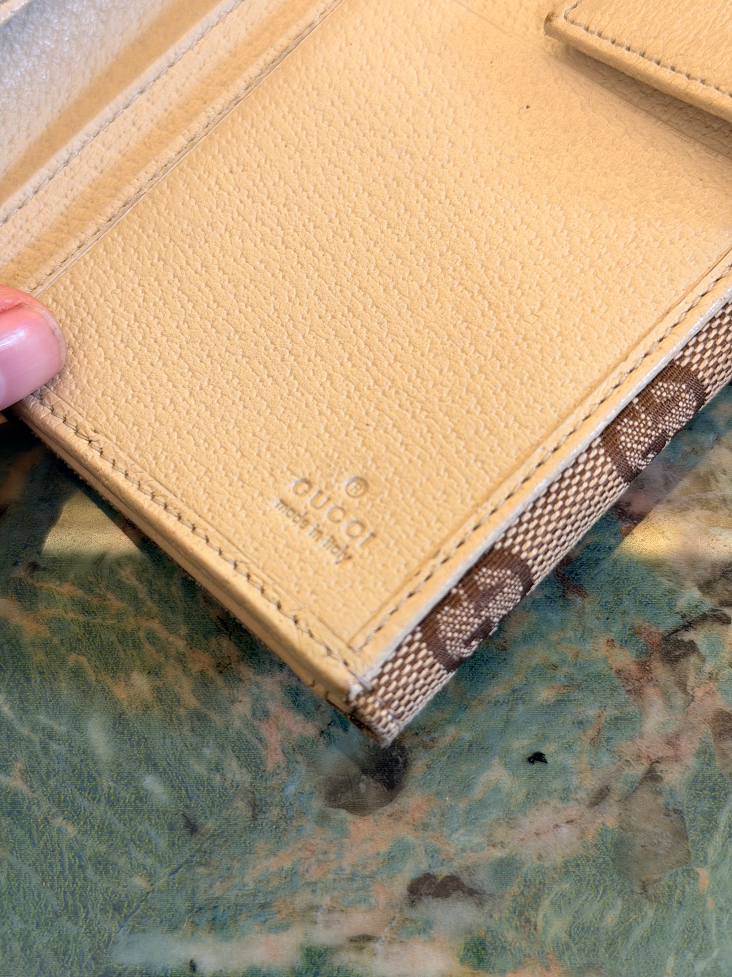 GUCCI CREAM MONOGRAM LONG WALLET