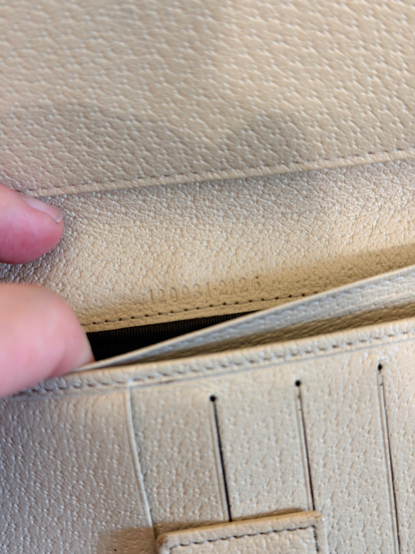 GUCCI CREAM MONOGRAM LONG WALLET