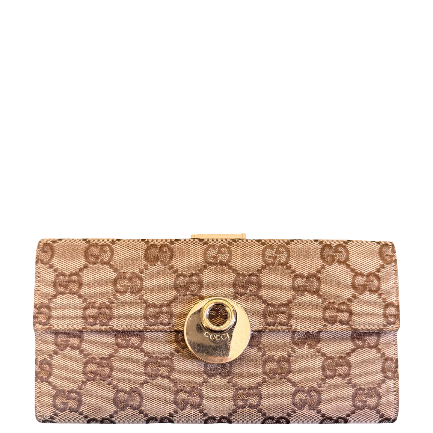 GUCCI CREAM MONOGRAM LONG WALLET