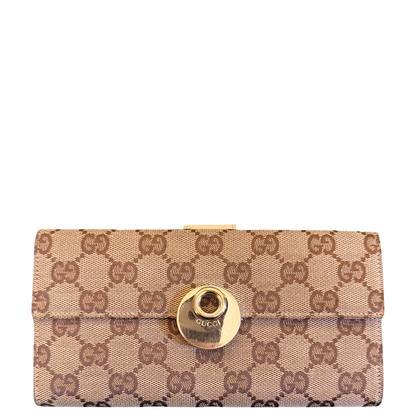 GUCCI CREAM MONOGRAM LONG WALLET